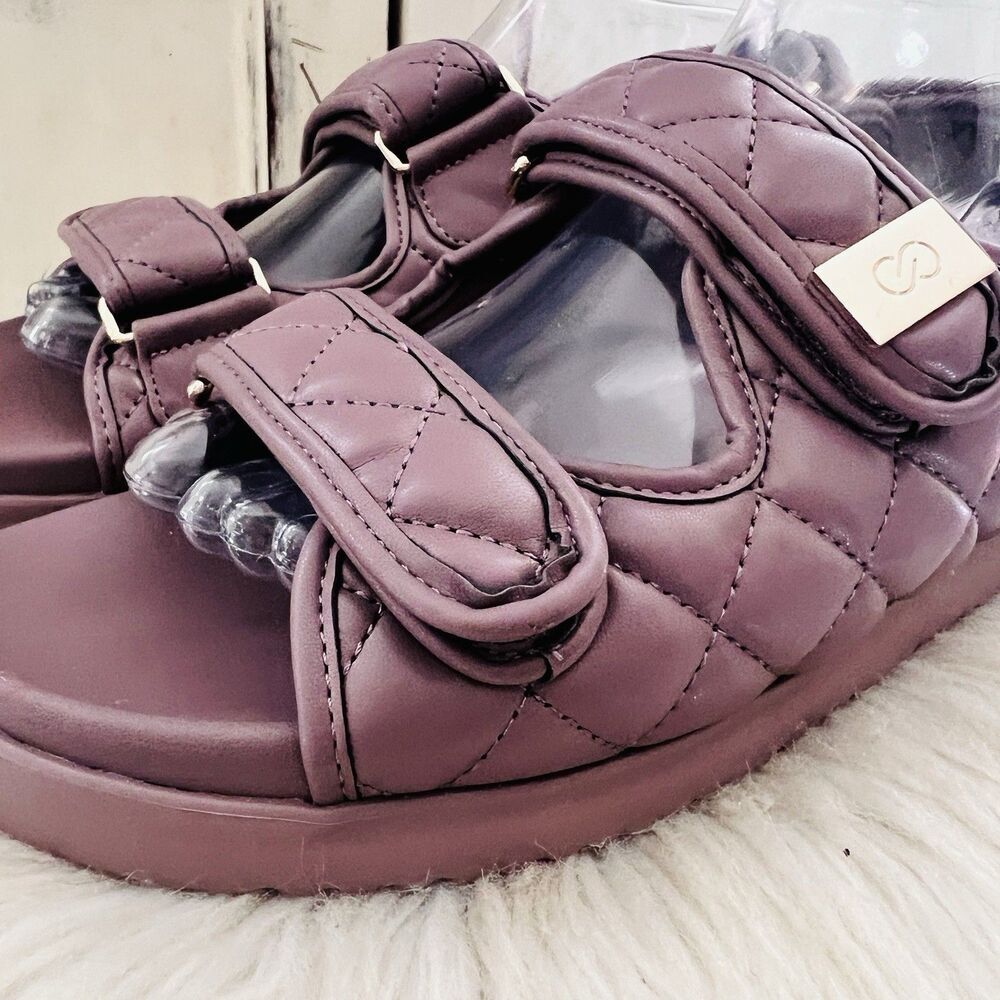 CALIA by Carrie Underwood Quilted Puffer Chunky Sandals in Hazy Plum - Size 9